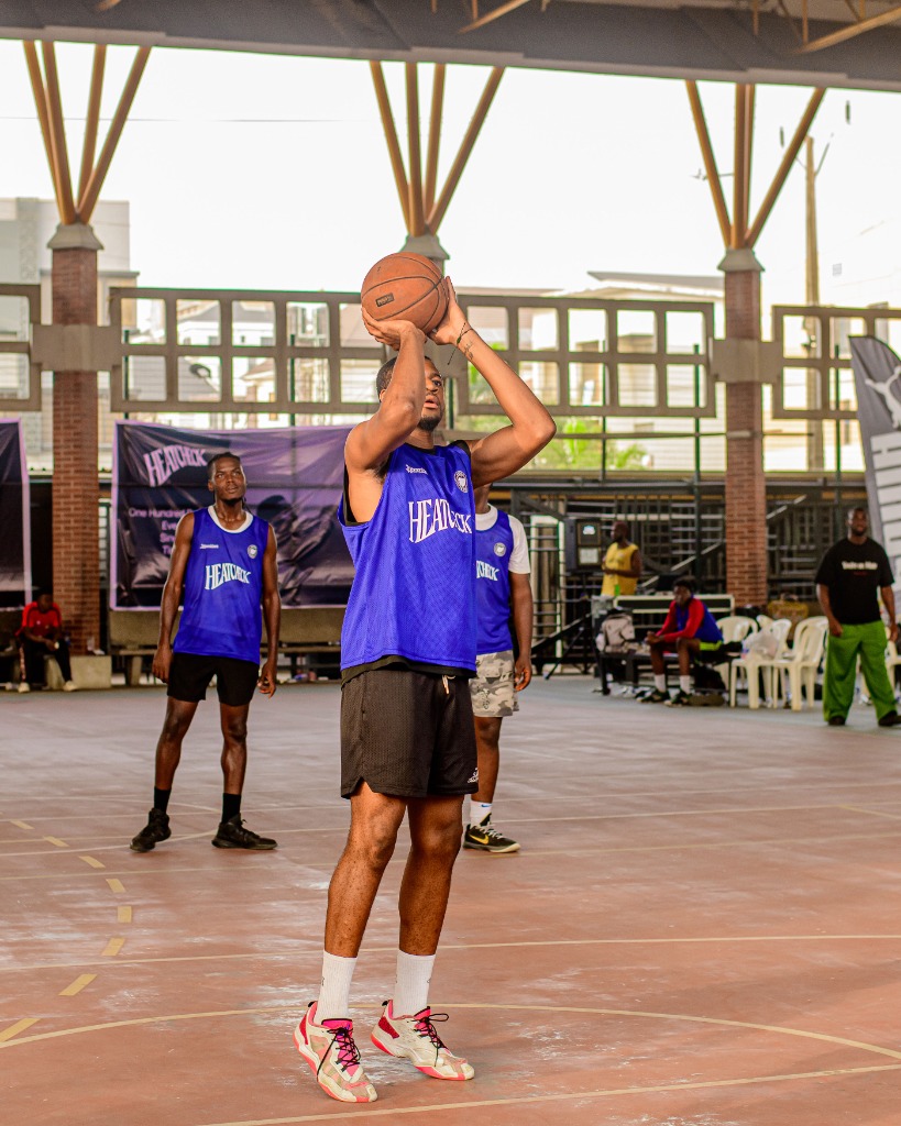 Player shooting a basketball